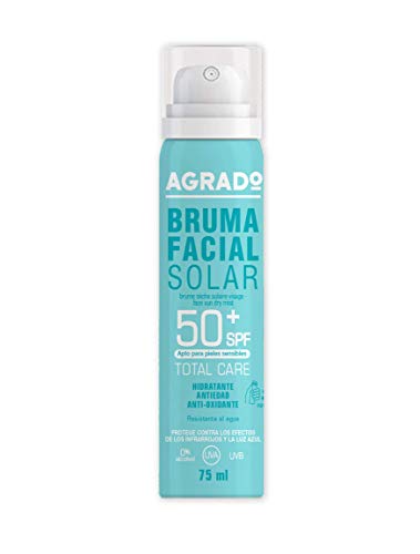 Agrado - Crema Solare Viso 50 Spray, Idratante, Resistente All'Acqua Texture Leggera Invisibile
