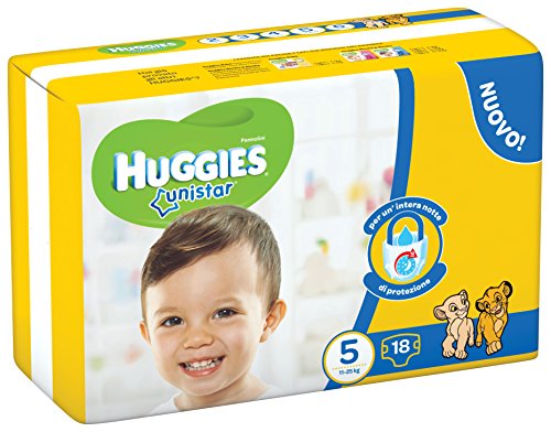 Huggies Unistar Pannolini, Taglia 5 (11-19 Kg), 1 Pacco Da 18 Pannolini, 18 Pezzi