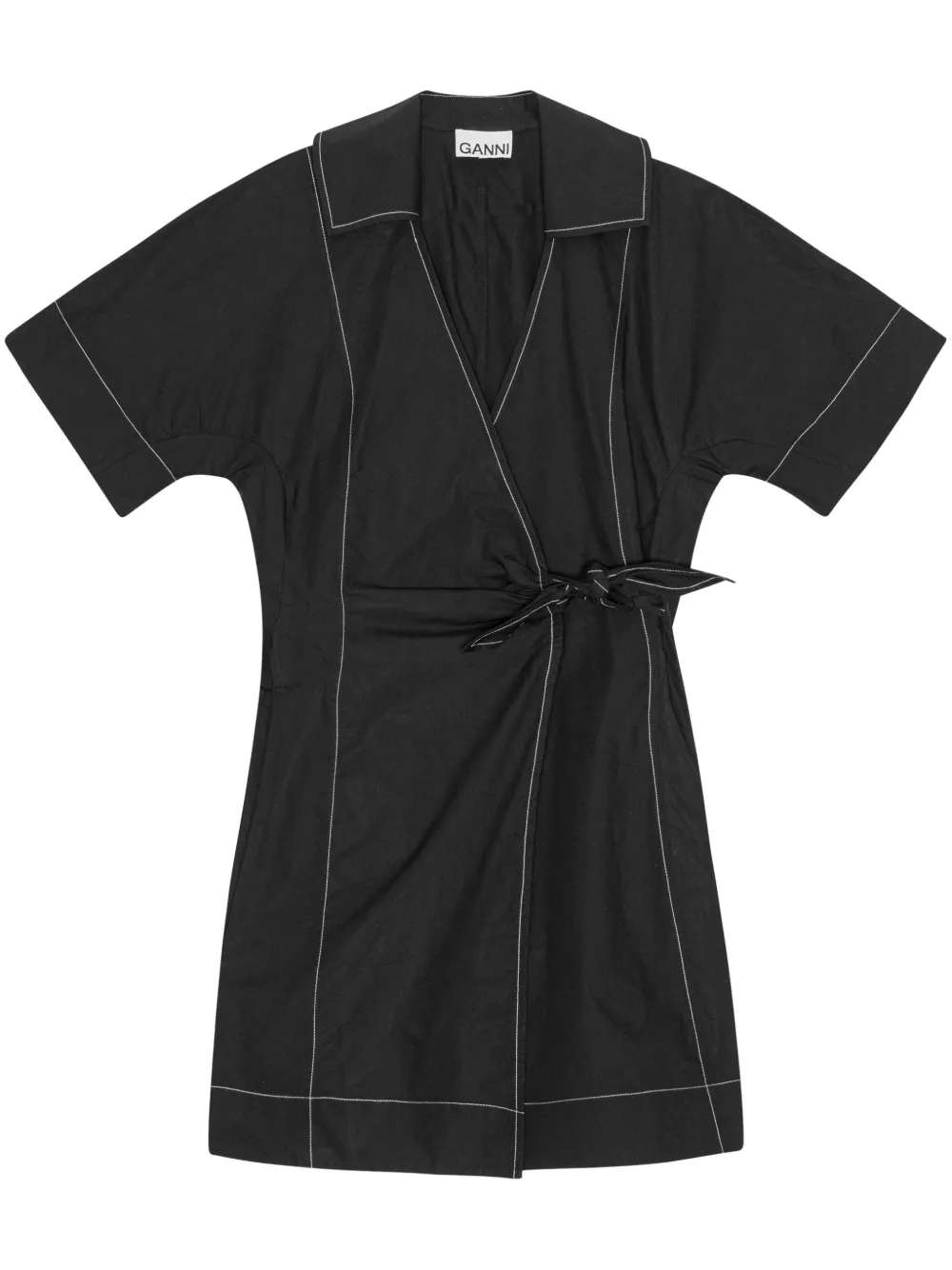 GANNI contrast-stitch mini dress - Nero