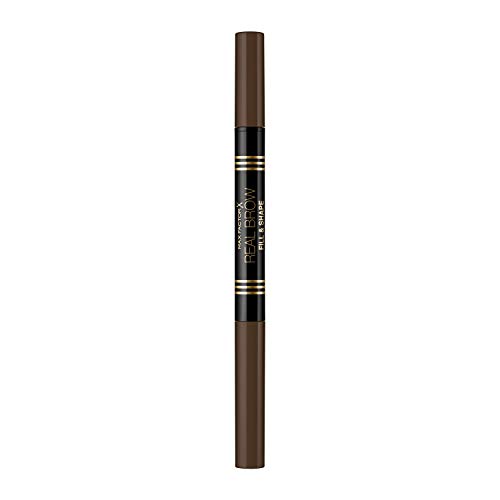 Max Factor Real Brow Fill & Shape Matita Sopracciglia, Doppio Applicatore Matita E Ombretto, 02 Soft Brown