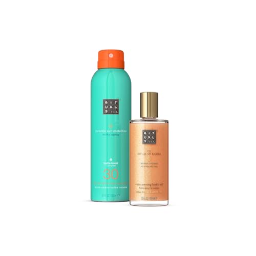 Rituals The Ritual Of Karma Summer Duo – Cofanetto Regalo Donna Con Spray Crema Solare Spf 30 E Olio Corpo Scintillante – Set Regalo Donna Con Note Di