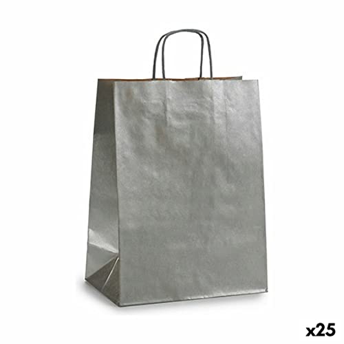 Sac En Papier Argenté (24 X 12 X 40 Cm) (25 Unités)
