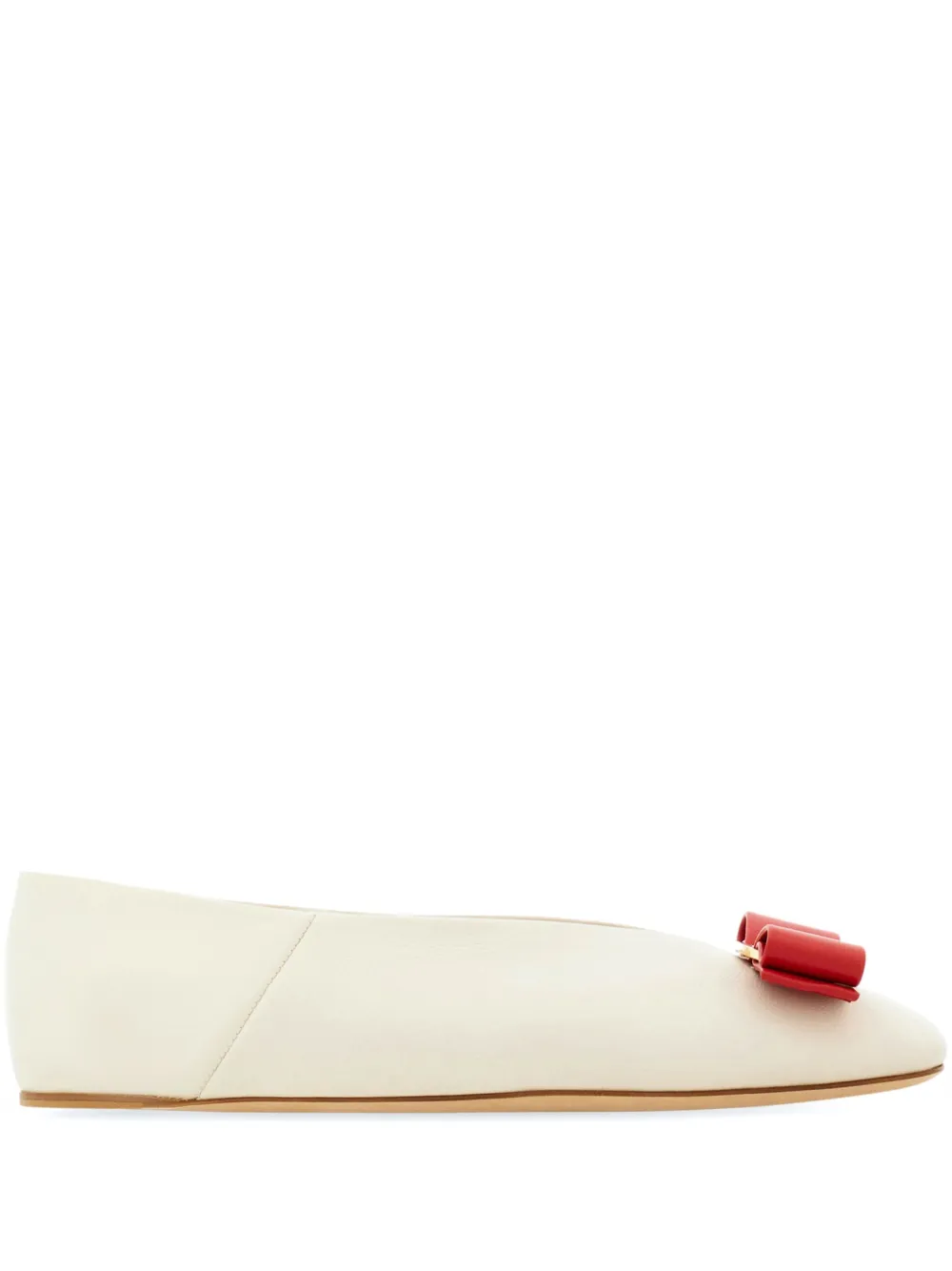 Ferragamo Vara leather ballerina shoes - Bianco
