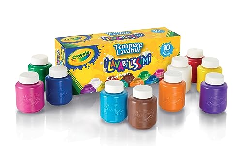 Crayola I Lavabilissimi - Tempere Lavabili Per Bambini, Confezione Da 10 Barattolini Da 59 Ml, Età Consigliata: Da 3 Anni