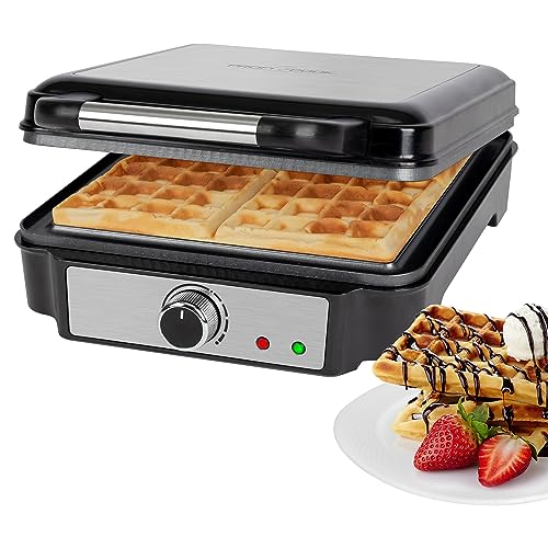 Proficook® Pc-Wa 1241 - Piastra Per Waffle Belghe Con 4 Superfici Di Cottura, Piastra Per Waffle Belga, Superficie Di Cottura Antiaderente | Grado Di