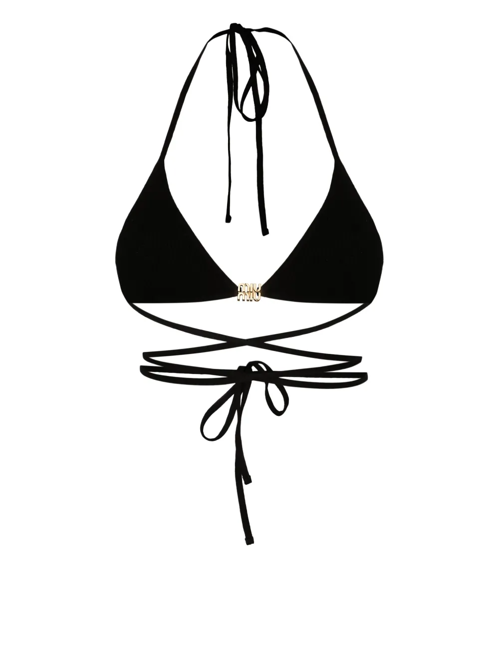 Miu Miu logo-plaque triangle bralette - Nero