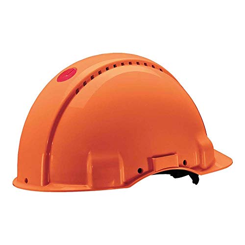 3M Peltor G 3000 Series Elmetto Di Protezione Con Uvicator Senza Cricchetto E Fascia Antisudore In Pelle, Arancione