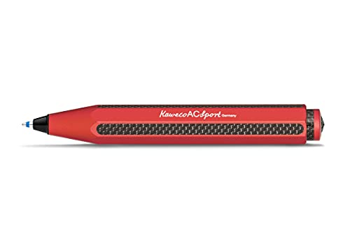 Kaweco Ac Sport Red Luxus Business Kuli In Alluminio Di Alta Qualità, Raffinata Al Carbonio, Con Confezione Regalo, Esclusiva Penna A Sfera Tascabile,