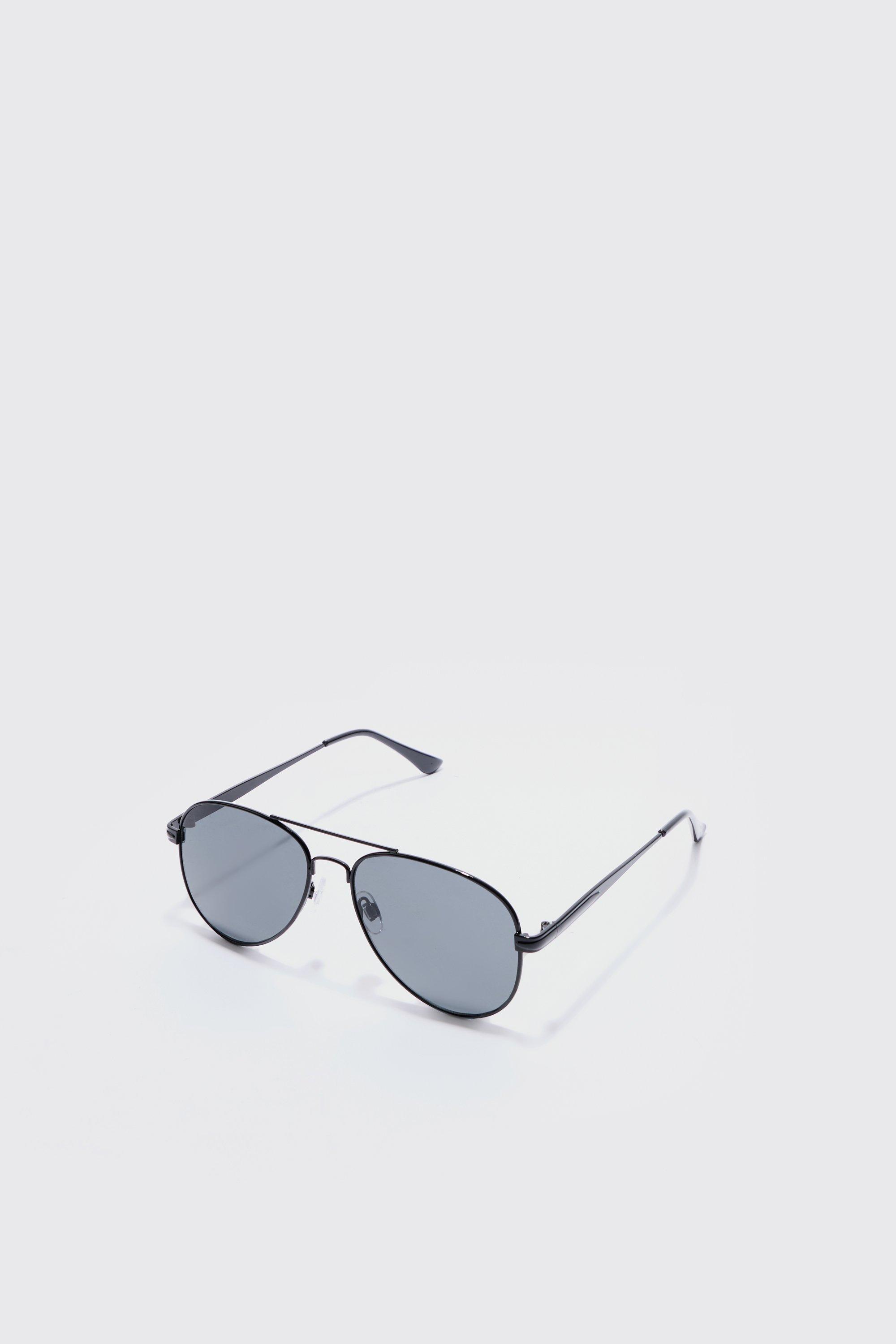 Metal Aviator Sunglasses In Black, Nero