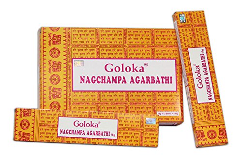 Goloka Nagchampa Agarbathi, Incenso, Bambù, Confezione Da 12 X 16 Gr