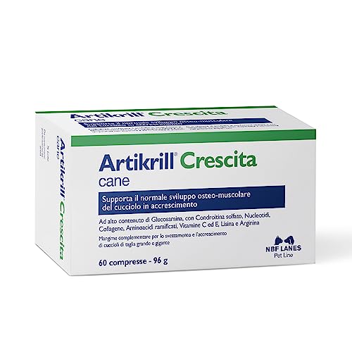 Nbf Lanes | Artikrill Crescita Cane, 60 Perle Appetibili, Supporta Il Normale Sviluppo Osteo-Muscolare Del Cucciolo Di Taglia Grande E Gigante Durante