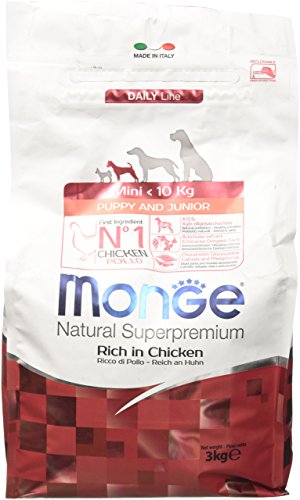 Monge Natural Superpremium Puppy And Junior Rich In Chicken, Per Tutte Le Razze (Cibo Secco Per Cani Di Meno Di 10 Kg, Con Pollo, Molto Ricco Di Fibre