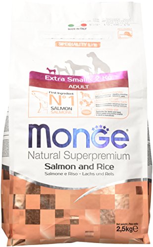 Monge Natural Superpremium Adult Mini Salmon And Rice, Cibo Per Cani Di Tutte Le Razze (Cibo Secco Per Cani Di Peso Inferiore A 10 Kg, Con Salmone E R