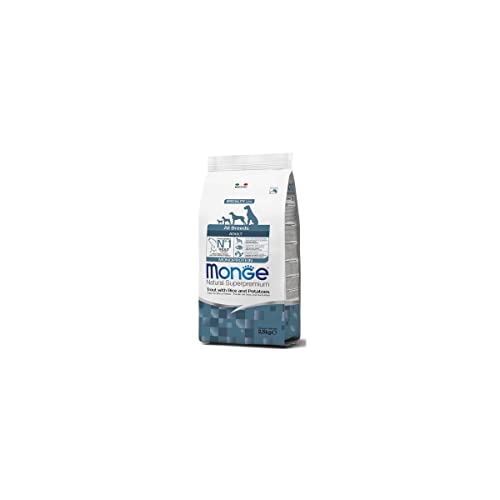 Monge Natural Superpremium Adult Trota, Riso E Patate, Cibo Per Cani Per Tutte Le Razze (Cibo Secco Per Cani Con Trota, Riso E Patate, Molto Ricco Di