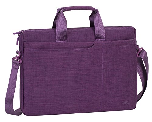 Rivacase 8335, Pc Portatile Fino A 15.6 Pollici Laptop Alla Moda Con Molto Spazio Per Accessori, Borsa A Tracolla Compatta Per Uomo E Donna (Viola) Un