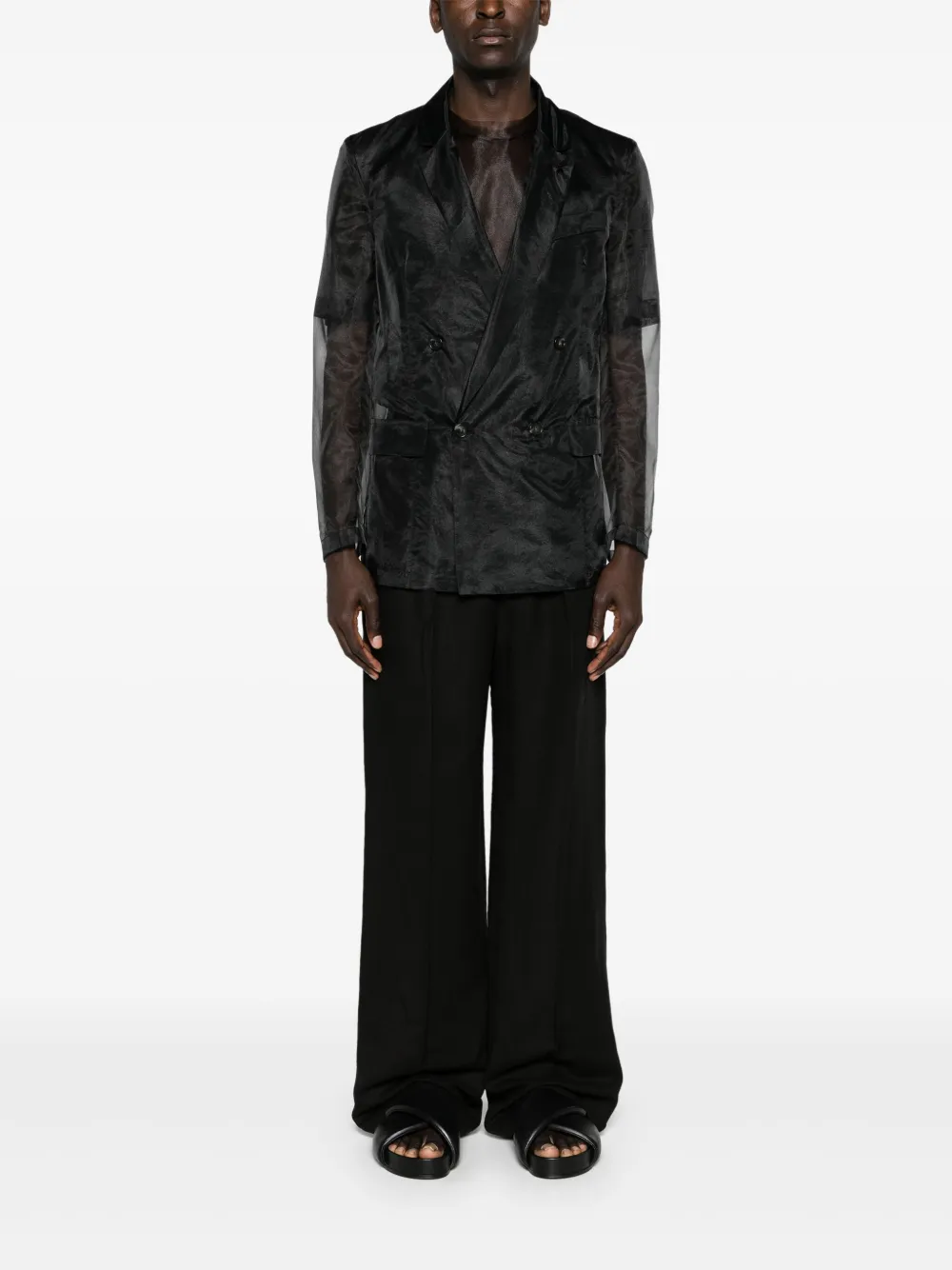Patrizia Pepe sheer organza T-shirt - Nero