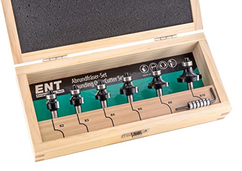 Ent 09001 Set Frese Per Legno Da 6 Pz. - Fresa A Raggio Concavo E Fresa Ad 1/4 Di Raggio Concavo Con Cuscinetto A Sfere In Metallo Duro - Raggio 2-3-4