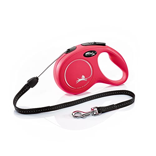 Flexi New Classic Cord Red Small 8M Retractable Dog Leash/Lead For Dogs Up To 12Kgs/26Lbs