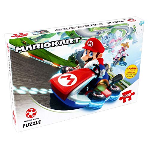 Winning Moves Mario Kart Funracer 1000 Piece Jigsaw Puzzle Game, Piece Together The Iconic Mario Kart Scene, Contains A Full-Scale Poster Of The Puzzl