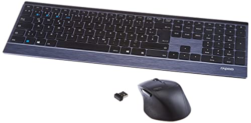 Rapoo 9500M Clavier Souris Incluse Rf Sans Fil Qwertz Allemand Noir