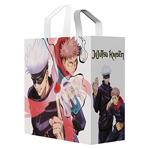 Borsa A Tracolla Konix Jujutsu Kaisen 40 X 45 X 20 Cm, Materiale Riciclato, Motivo Gojo E Yuji, Bianca