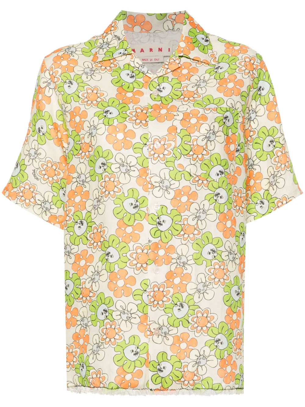 Marni floral-print linen shirt - Toni neutri
