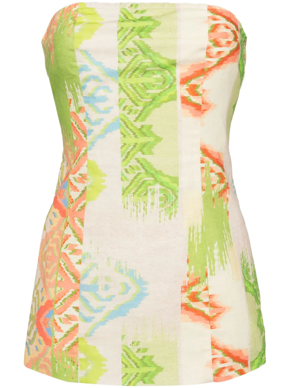 NEVER FULLY DRESSED abstract-print strapless top - Verde