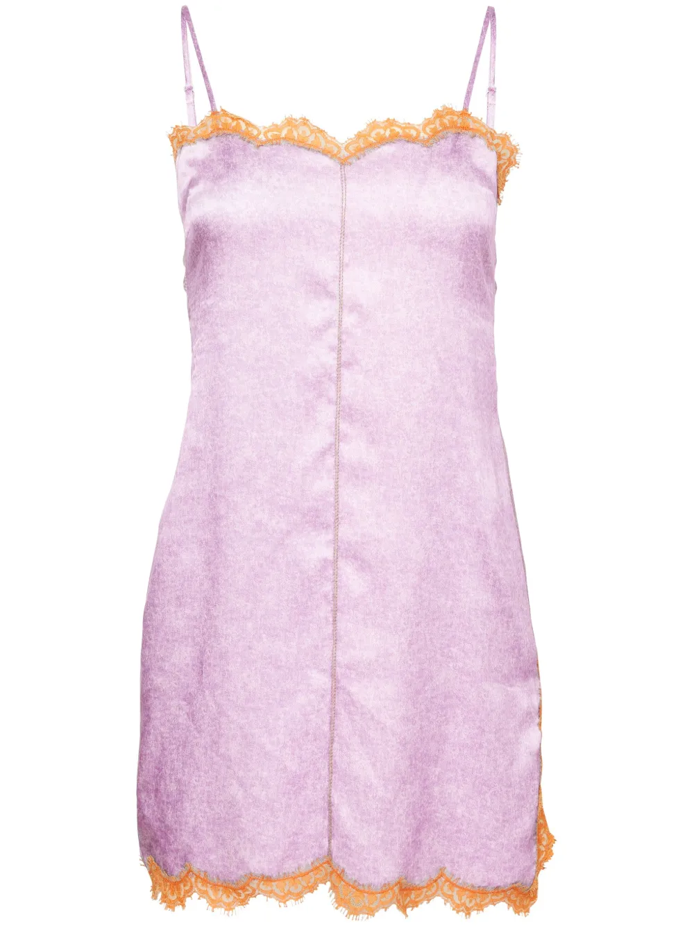 Fleur Du Mal lace-trim silk-blend mini dress - Viola