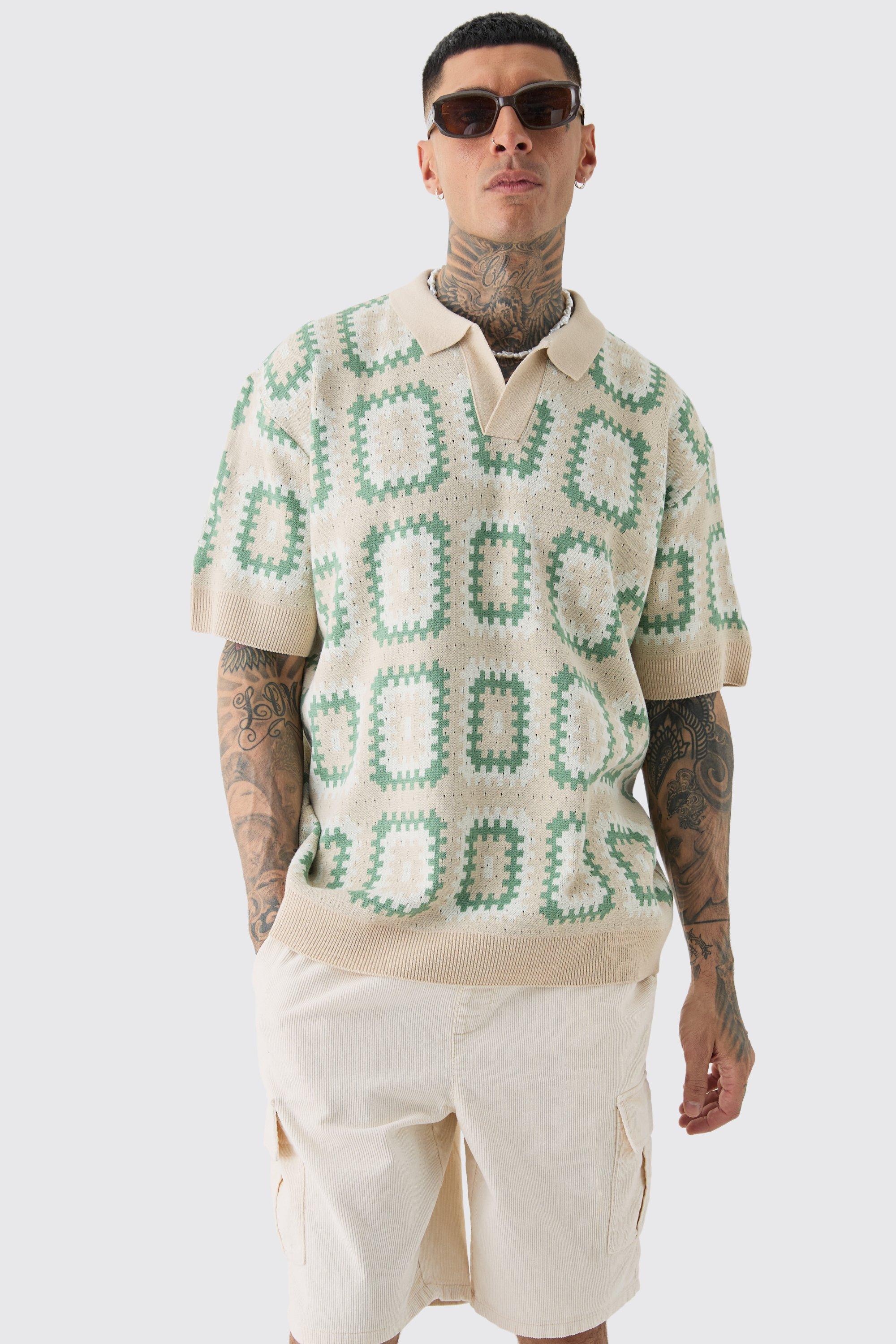 Tall Oversized Revere Crochet Polo, Verde