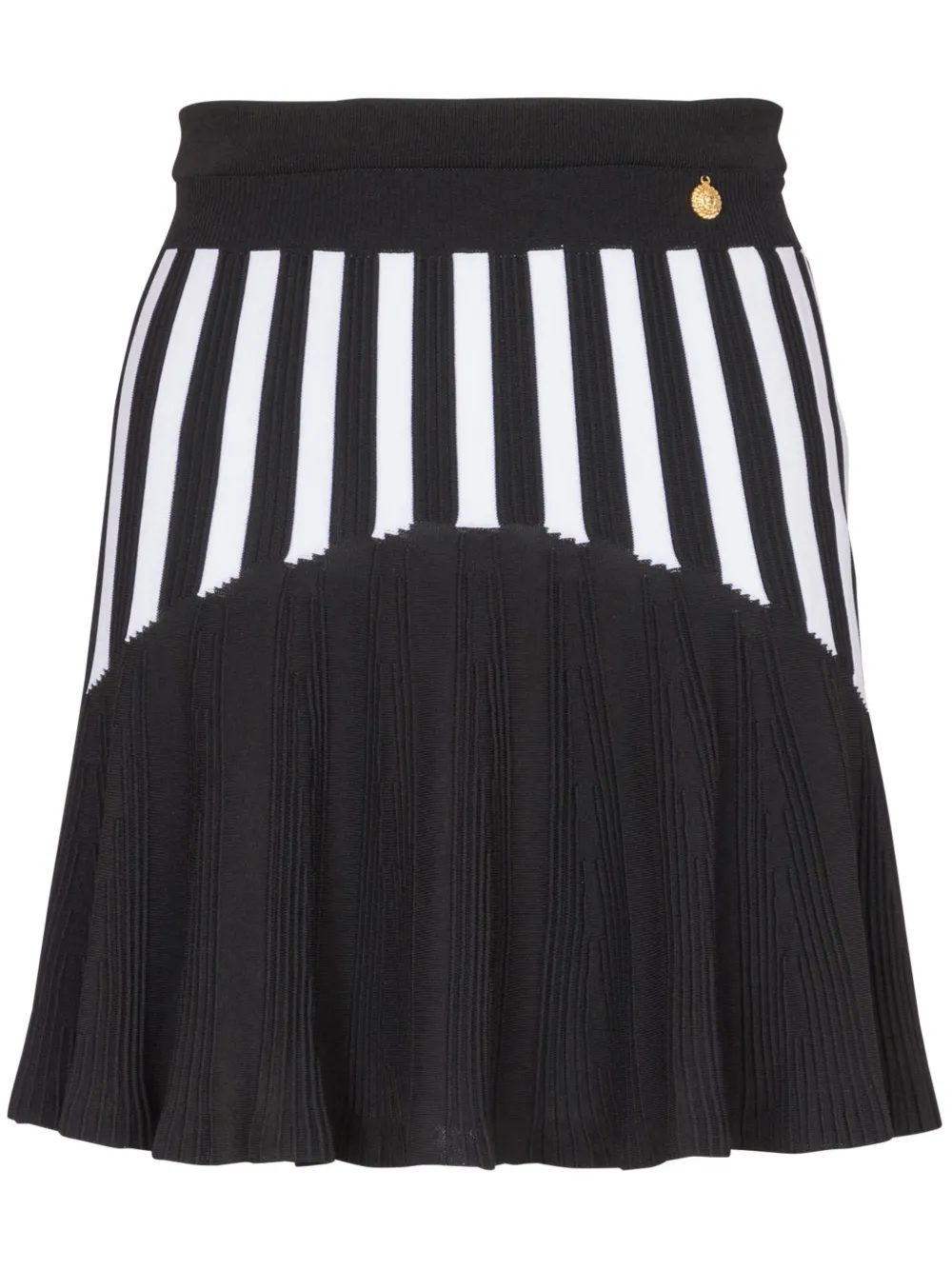 Balmain ribbed-knit pleated skirt - Nero