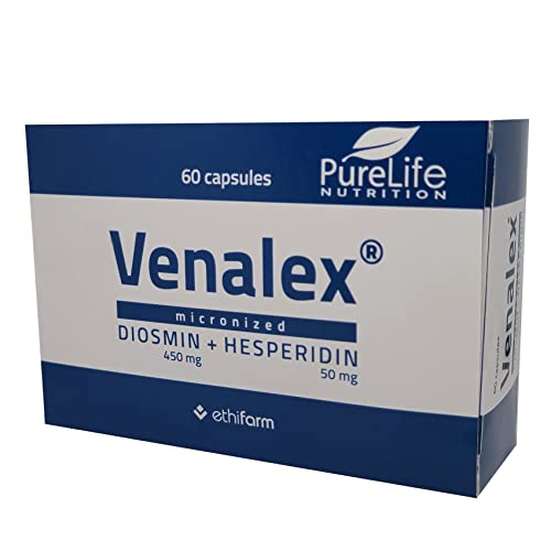 Venalex 500- Micronizzato Diosmina 450 Mg Ed Esperidina 50 Mg- 60 Compresse Vegano, Gmp Certificato, Senza Glutine Flavonoidi Puro Vegan
