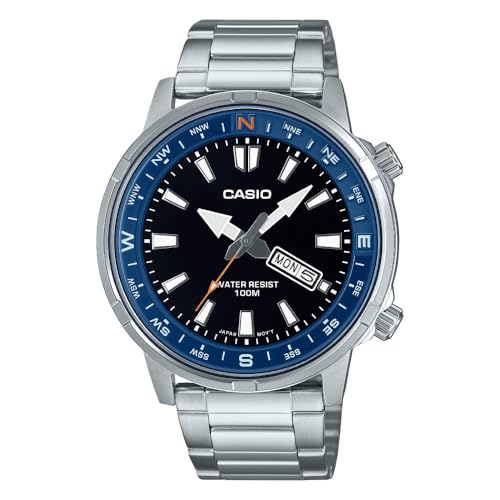 Orologio Da Polso Casio Collection - Mtd-130D-1A2 Cinturino Colore: Grigio Argento Quadrante Nero Uomo