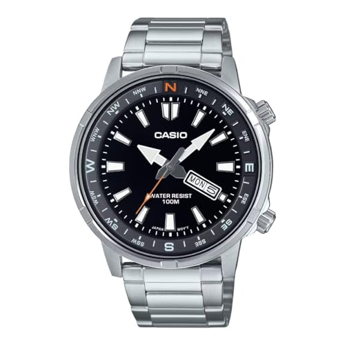 Orologio Da Polso Casio Collection - Mtd-130D-1A4 Cinturino Colore: Grigio Argento Quadrante Nero Uomo