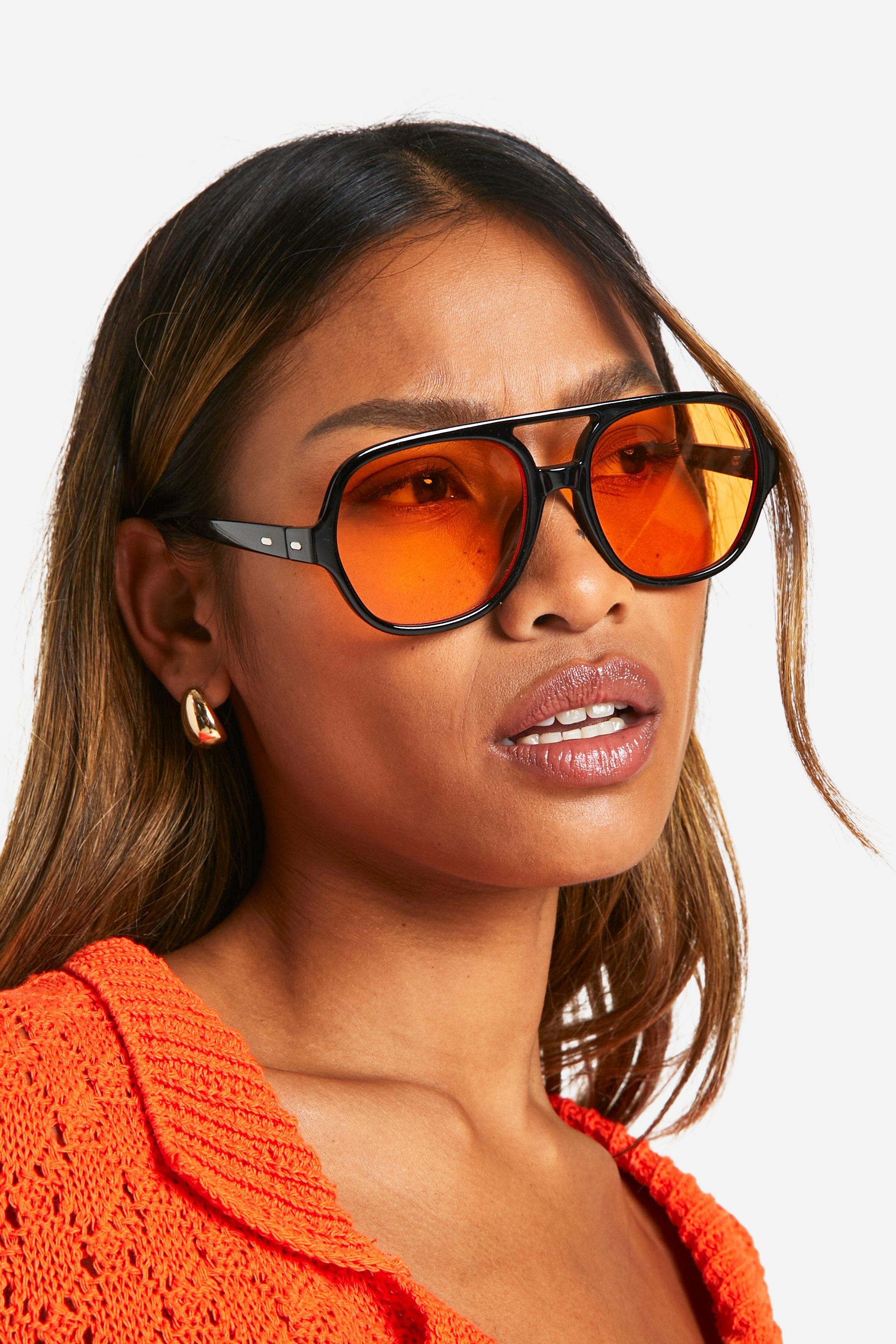 Thick Frame Aviator Sunglasses, Nero