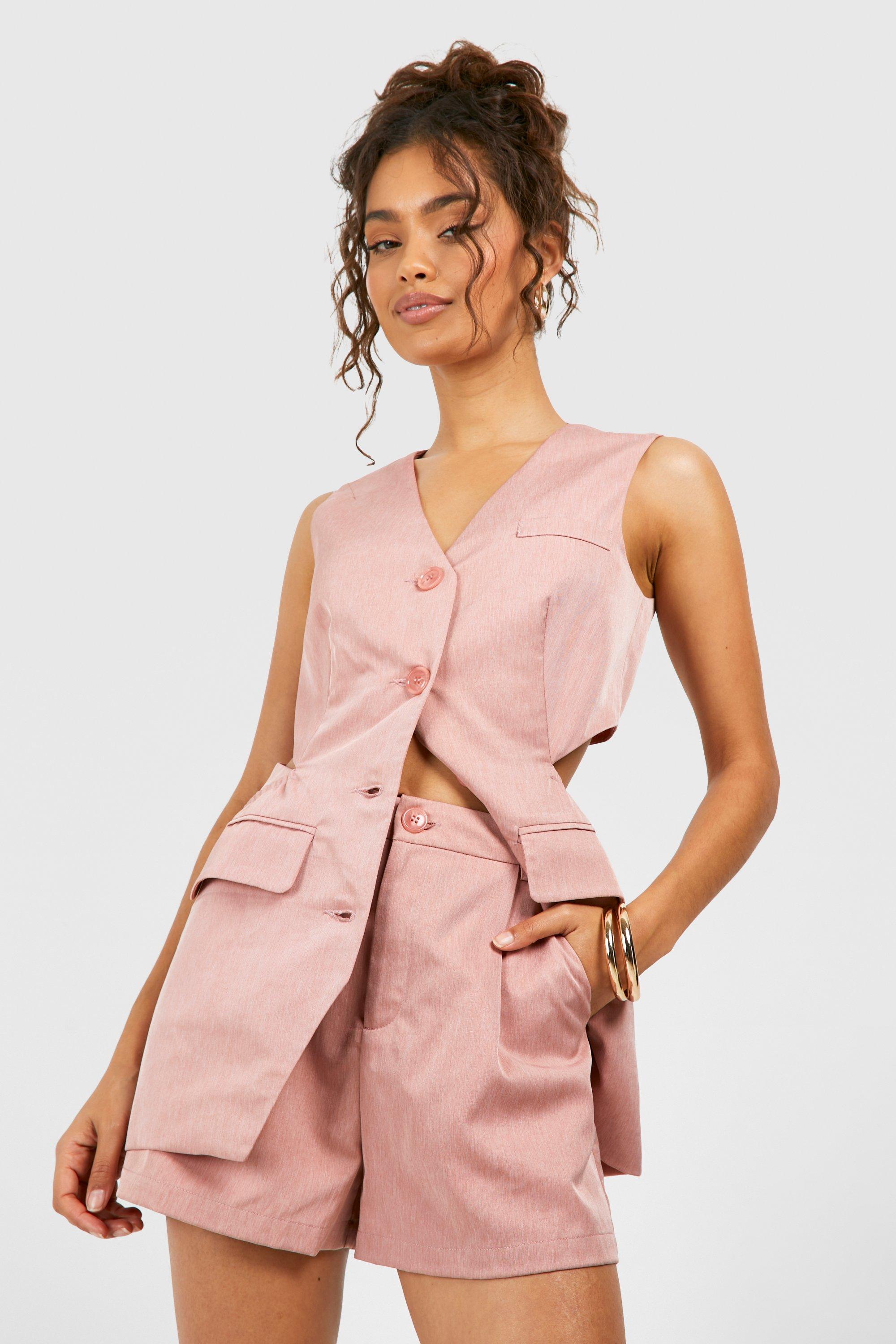 Linen Look Open Back Longline Waistcoat, Arancio