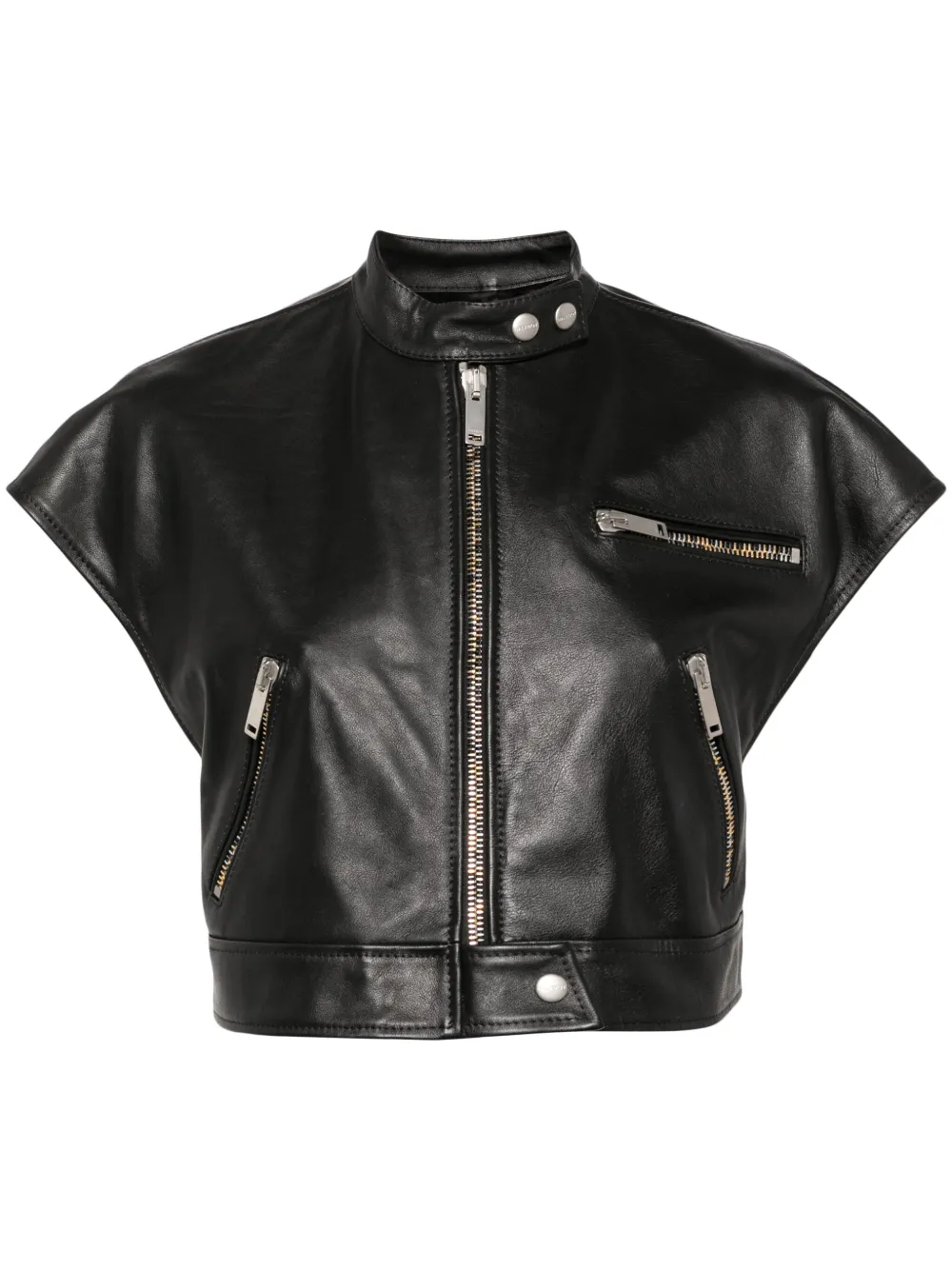 Halfboy short-sleeve cropped biker jacket - Nero