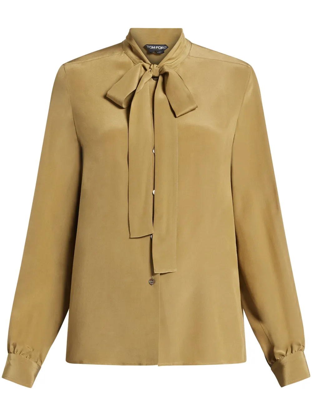 TOM FORD ribbon tie-neck silk blouse - Verde