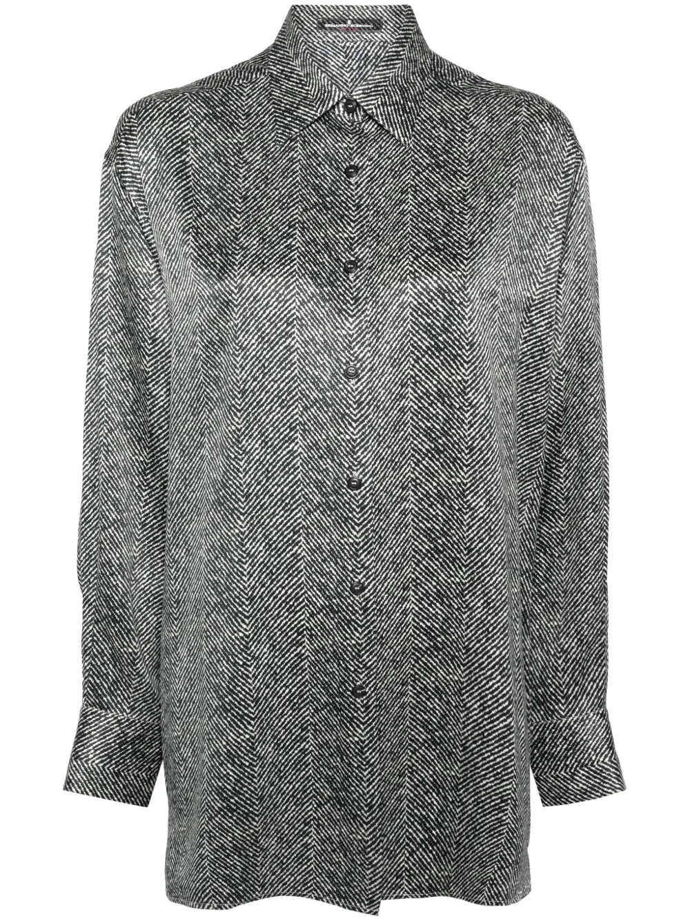 Ermanno Scervino herringbone-print silk shirt - Nero