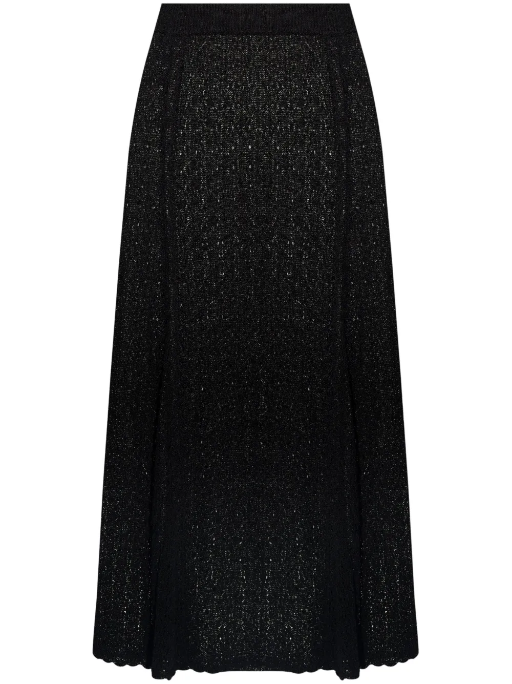 GANNI crochet-knit midi skirt - Nero
