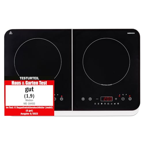 Medion Doppia Piastra Induzione Md18493, Piano Cottura Induzione A 2 Fuochi, Fornello Induzione 3500 Watt Con 10 Livelli Di Temperatura, Doppio Piano