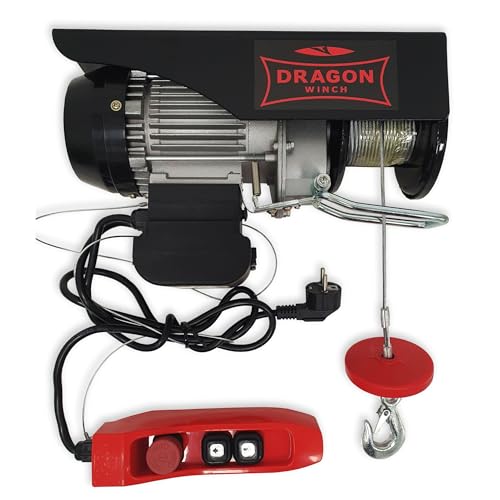 Dragon Winch Verricello Elettrico 230V Argano Motorizzato 450W Con Telecomando A Cavo | Paranco Elettrico A Fune Con Capacità Di Carico 100Kg–200Kg Al