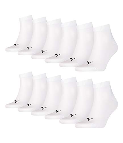 Puma 12 Pair Sneaker Quarter Socks Unisex Mens & Ladies, Farben:300 - White, Socken & Strümpfe:39-42