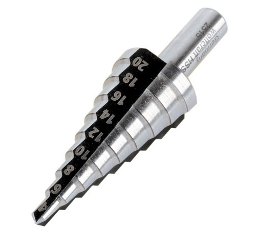 Wolfcraft Punta A Scalini Hss, Ø 4–20 Mm, Codolo Cilindrico I 2515000 I Per La Foratura A Gradini E La Sbavatura Di Metallo E Plastica