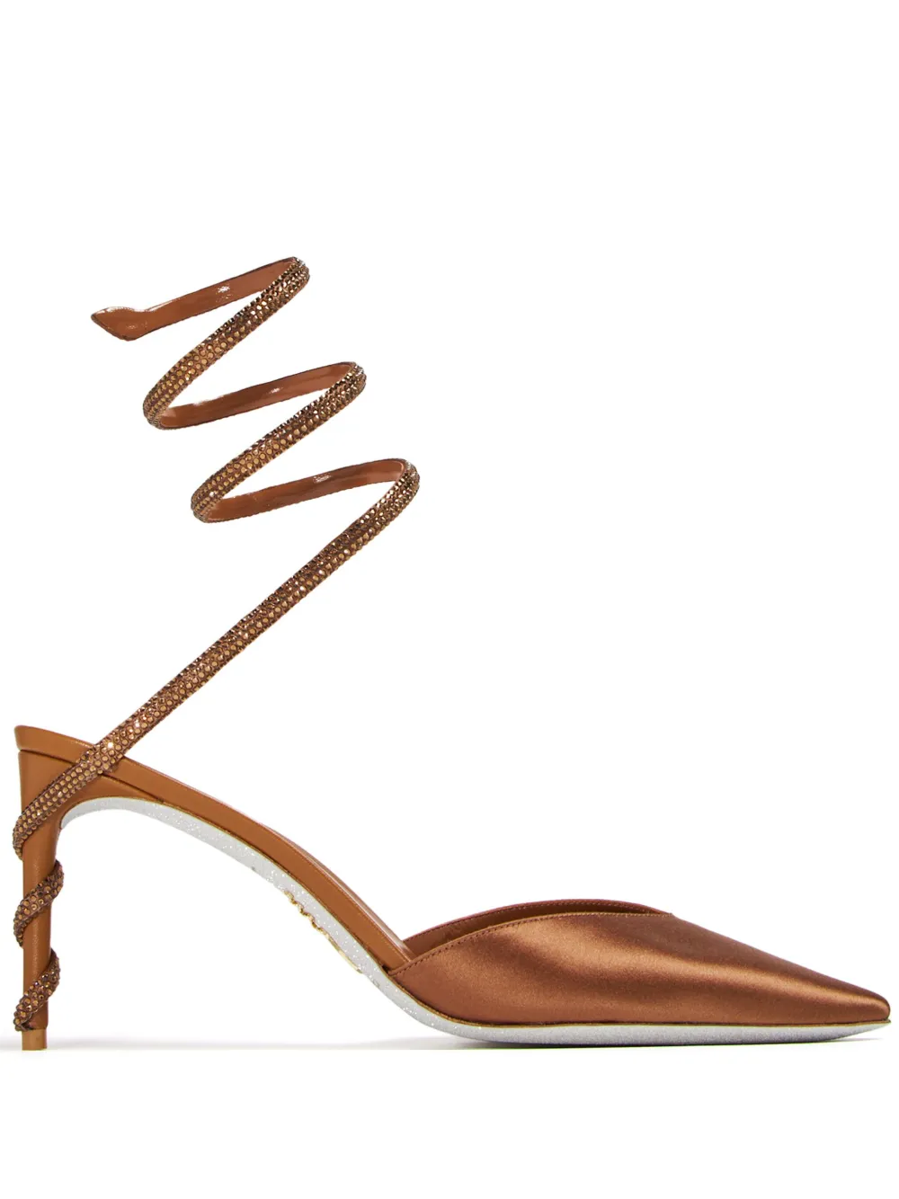 René Caovilla 80mm satin pumps - Marrone