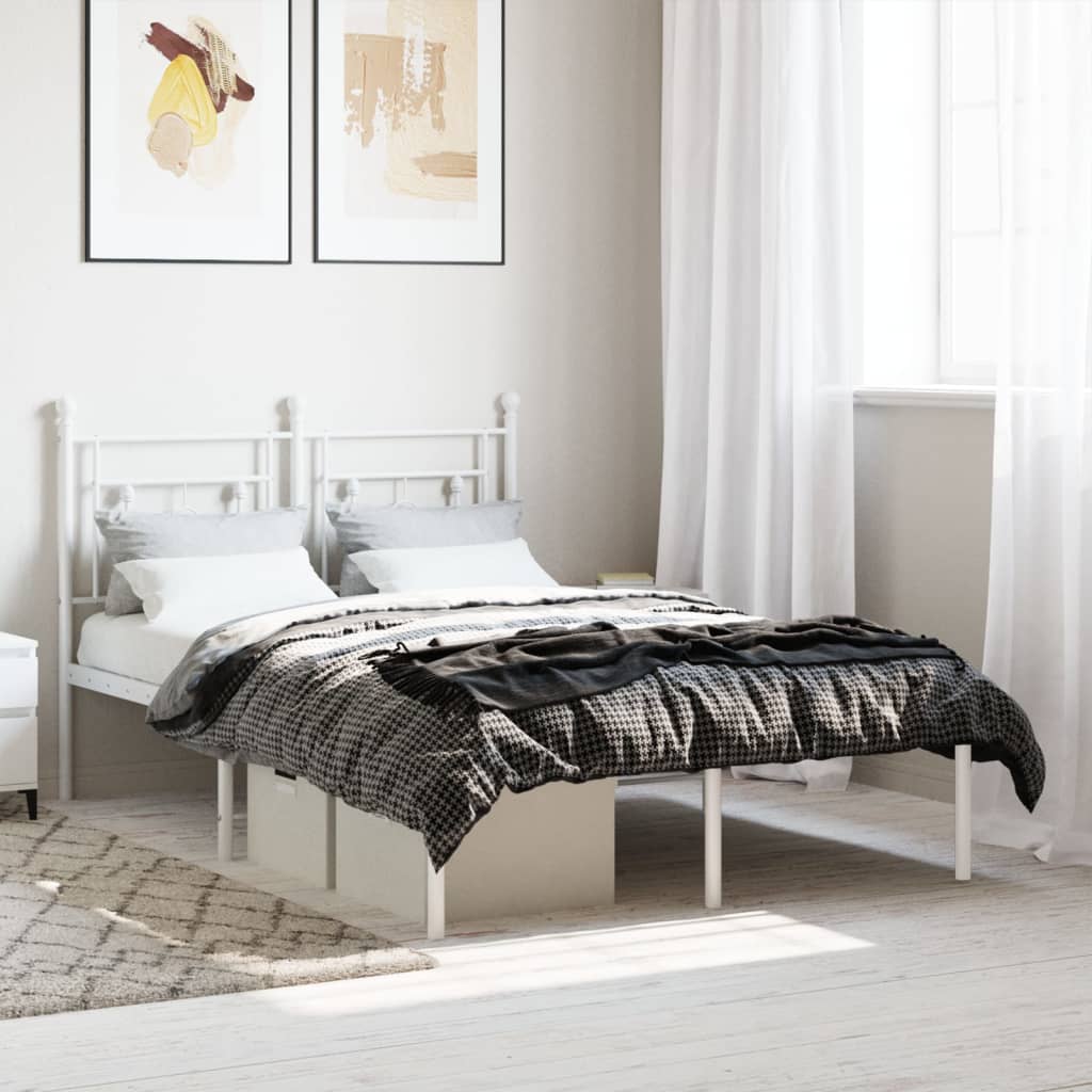vidaXL Cadre de lit métal avec tête de lit blanc 120x200 cm