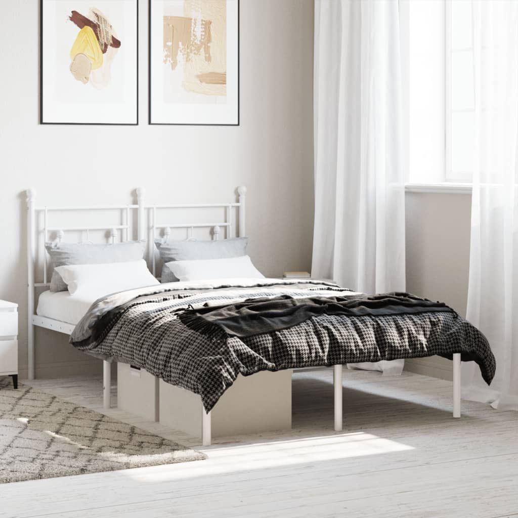 vidaXL Cadre de lit métal avec tête de lit blanc 120x190 cm