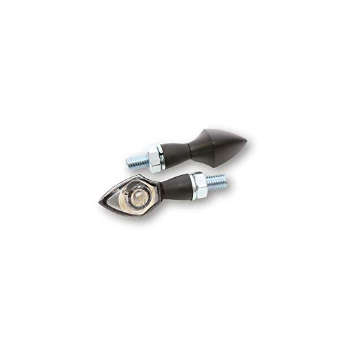 Highsider 203-180 Ein-Led-Blinker Pen Head, Schwarzes Metallgehäuse, Kurzer Stiel, E-Gepr., Paar