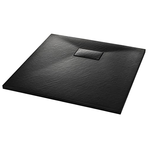 Vidaxl Piatto Doccia Moderno Superficie In Pietra Ardesie Antimacchia Antigraffio Soglia Bassa Base Box Bagno In Smc Nero 90X90 Cm