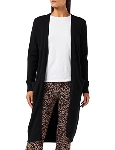 Vila Clothes Viril L/S Long Knit Cardigan-Noos, Cardigan Donna, Nero (Black), 34 (Taglia Produttore: X-Small)