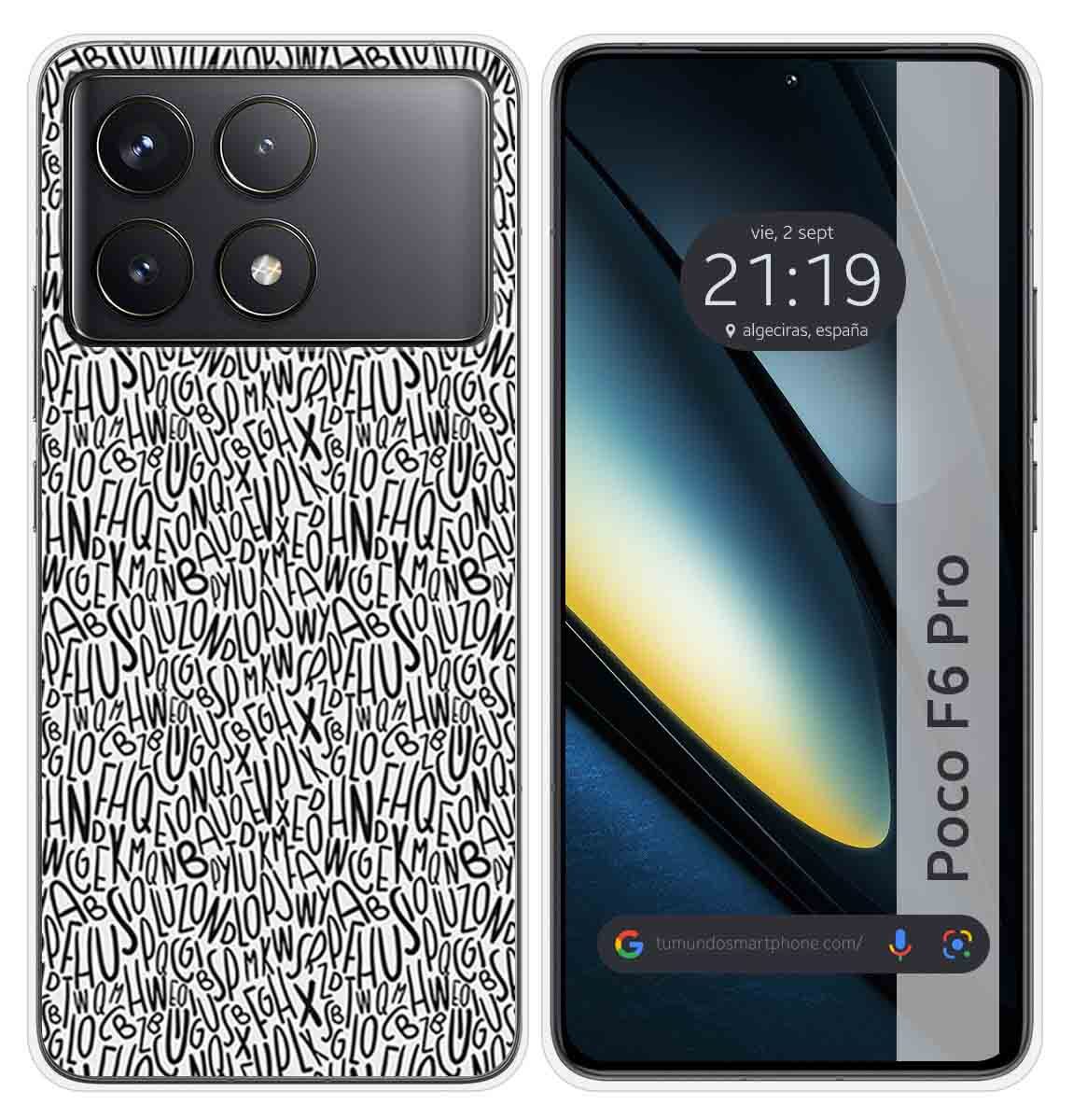Cover Silicone per Xiaomi Poco F6 Pro 5G Disegno Lettere Disegni